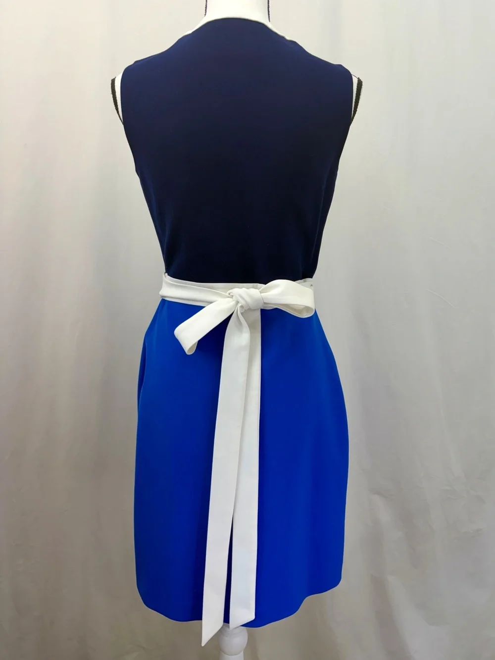 Diane Von Furstenberg DVF Gracie Wrap Dress Sz 6 Blue White V-neck Color Block - Picture 5 of 17
